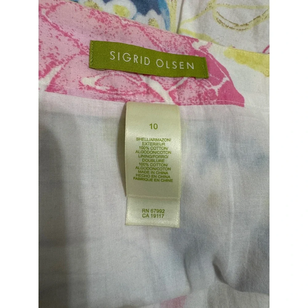 Sigrid Olsen Floral Watercolor Linen Blend Skirt Vintage Grandma Pleated Skirt - Picture 9 of 9